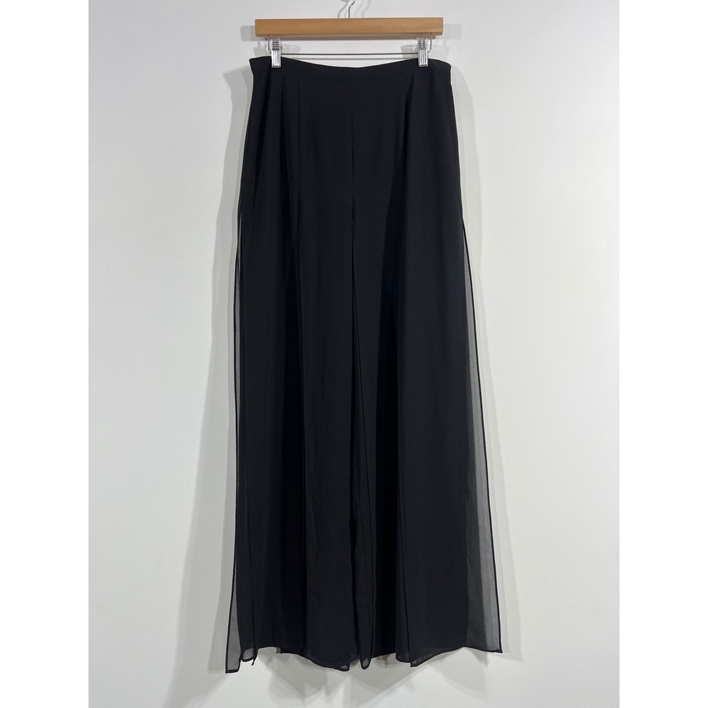 Dawn Joy Evening VTG 90s Lagenlook Chiffon Wide Leg Palazzo Pants Womens 12 Chic